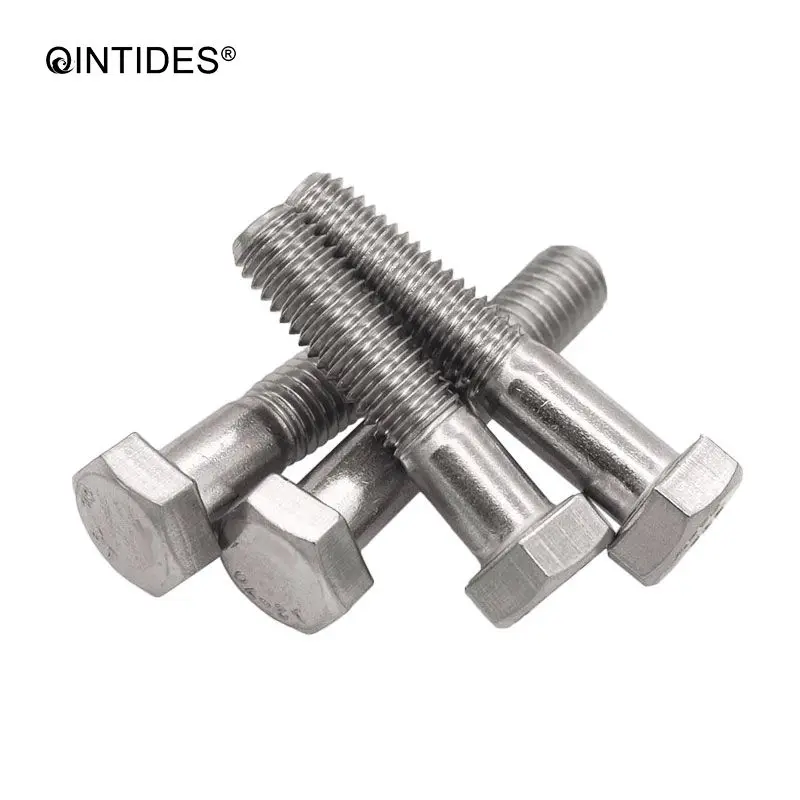 QINTIDES M6 M8 M10 Hexagon Head Bolts Partially Threaded 304 Stainless Steel Screw Bolt Half-threaded Hexagon Head Bolt