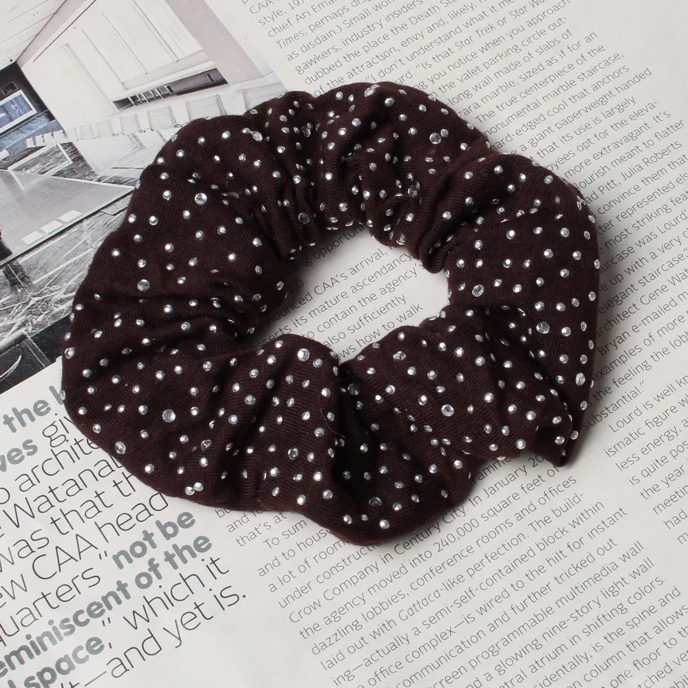 Large Shiny Stone Fabric Hair Scrunchie Elastic Hair Band For Ponytail Holder Girls Handmade  Hair Ties Women Hair Accessories