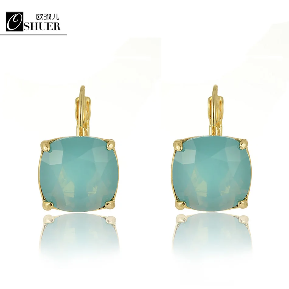 OSHUER HOT Sale Fashion Big Classic Gold-color Earrings For Women Brand Romantic Crystal Drop Earrings Fashion Jewelry