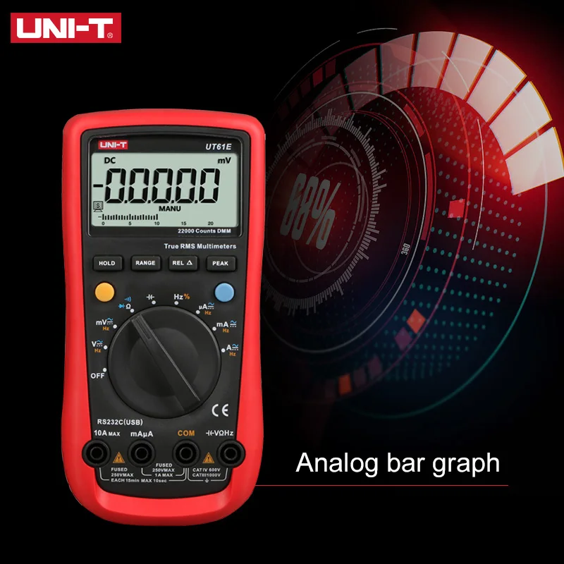 Imagem -05 - Medidor Multímetro Digital True Rms 1000v ac dc Tester de Tensão Modo Relativo 22000 Contagens Alta Confiabilidade Uni-t-ut61e
