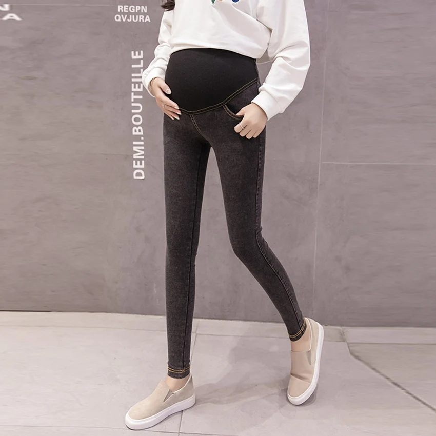 

Pregnant women's pants spring wear leggings stomach lift pants stretch feet pants nine points stretch pregnancy pants