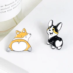 Heart Butt Animal Pins Cute Cartoon Dog cat Brooches Corgi lover enamel Pins Lovely Lapel Pins Badges Gift for dog mom Jewelry