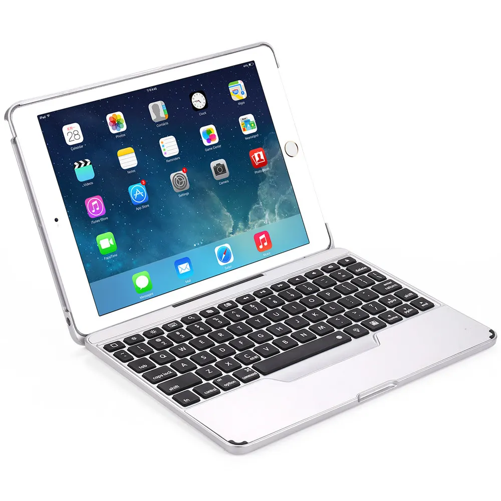 

For iPad 9.7 2018 Removable Smart Case Stand Cover+Slim 7 Colors LED Backlight Aluminum Bluetooth Russian/Spanish Keyboard