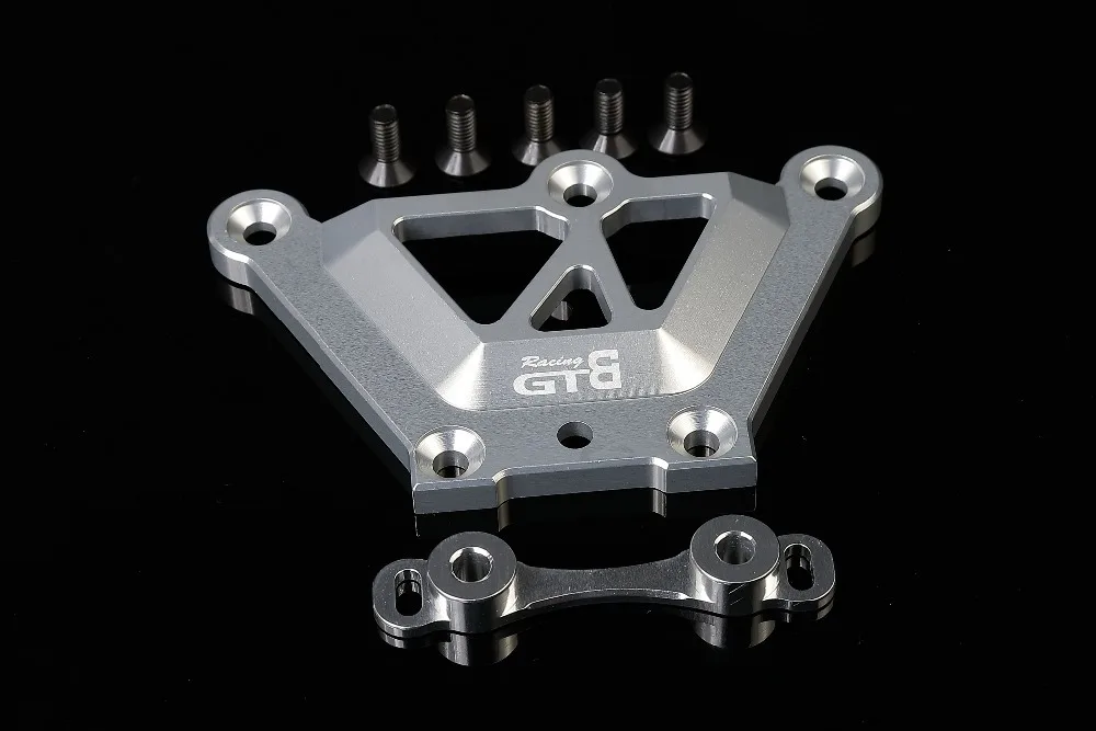 GTBracing CNC Aluminum RC Car 1/5 LOSI 5IVE T Front Chassis Top Plate Brace for LOSI 5T Truck (Silver/Red)