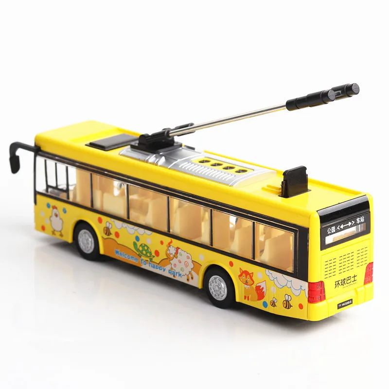 Ônibus modelo de carro liga requintado 1:36 transmissão de voz, simulação de som e luz puxar para trás modelo de metal die-casting, frete grátis