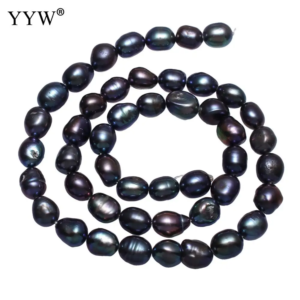 

YYW Top Quality Cultured Potato Freshwater Pearl Beads black 7-8mm Approx 0.8mm Sold Per Approx 15 Inch Strand