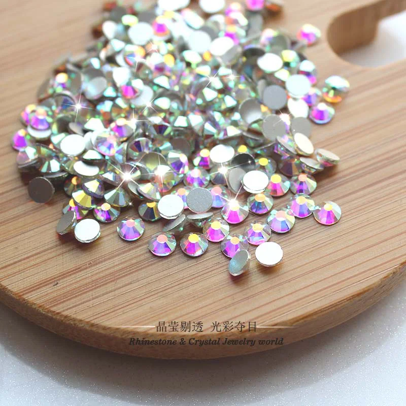 Top quality SS16 (3.8-4.0mm) Crystal AB Silver Plated Flat Back 3D Non Hotfix wedding decoration design and Glue on Rhinestones