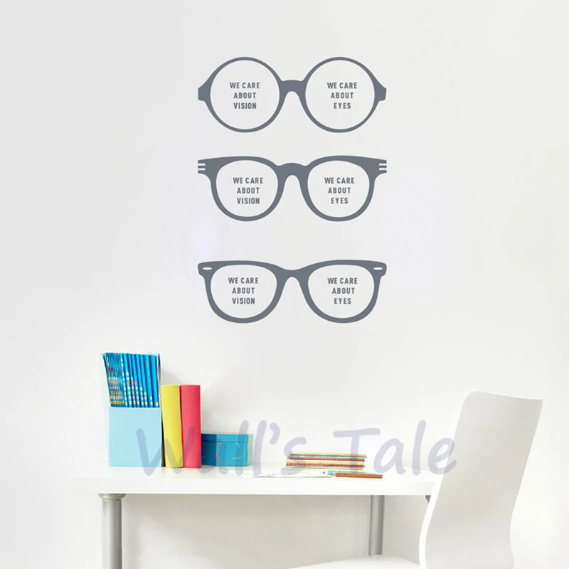 Glasses Optical Vinyl Wall Sticker Eye Care Store Decal Optical Shop Posters Removable Art Decals Decor Mural Sticker
