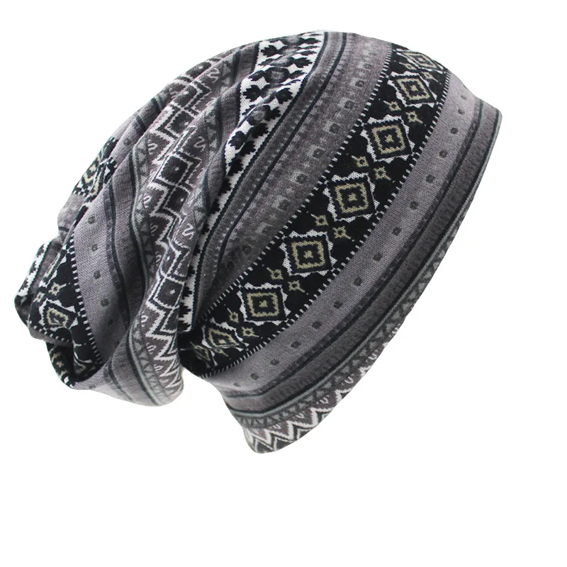 LOVINGSHA Brand Autumn Winter Dual-use Hat For Ladies thin Skullies Beanies Vintage Geometric Design Women Scarf Face Mask HT026