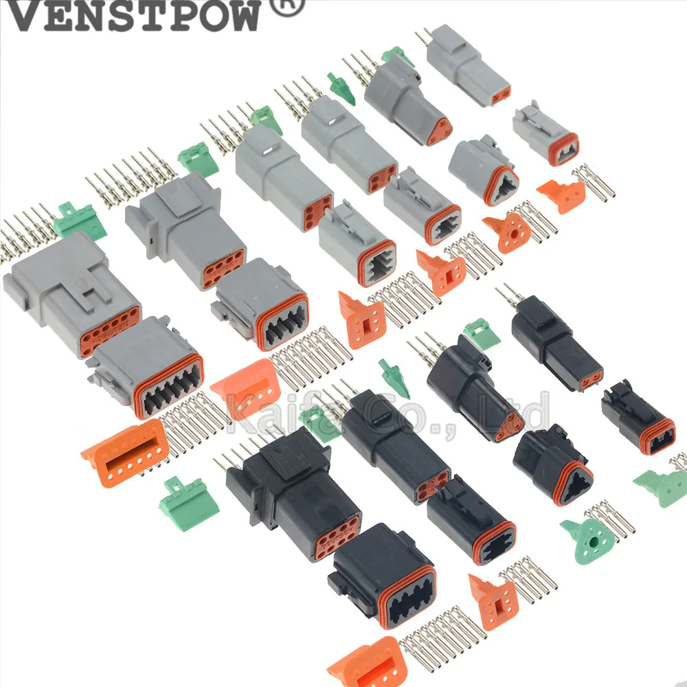 10 set Kit Deutsch DT 2 3 4 6 8 12 Pin Waterproof Electrical Wire Connector plug Kit 22-16AWG Engine/Gearbox waterproof electric