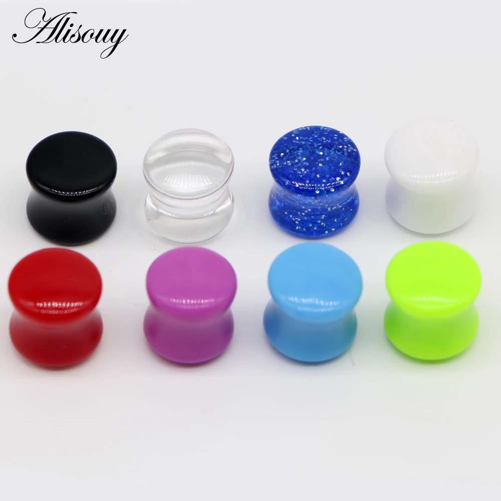 Alisouy NICE piercing body jewelry 1 Pair mixed gauges clear Transparent Tunnels ear expander Stretchers saddle acrylic ear plug