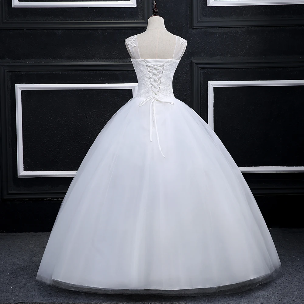 Vestido de noiva ladybeauty, vestido vintage rendado de princesa, casamento 2018, vestido de baile branco