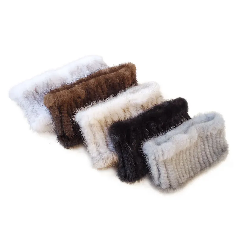 headbands for women Real fur hair band hair accessories Mink knitting female headband for hair Elastic band made scarf