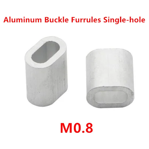 1000pcs 0.8mm Aluminum Buckle Furrules Crimping Sleeve Oval Clip Singlle-hole ellipse Wire Rope Clamp Rigging Hardware