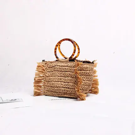 Vintage Women Shoulder Casual Bag Straw Handmade Beach Shopping Bag Rattan Handbag Summer Fashion Women HandBag For Ladies