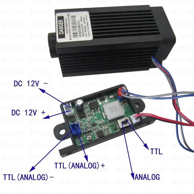 5.5w high power 445NM focusing blue laser module laser engraving and cutting TTL/PWM module 5500mw laser tube head+googles