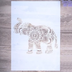 A4 A3 A2 Size DIY Craft Elephant Mandala Stencils For Walls Painting Scrapbooking Stamping Album Decorative Embossing Paper Card