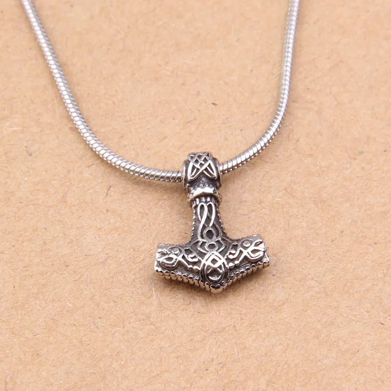 Dropshipping 316L Stainless Steel Norse Viking Thor\'s Hammer Mjolnir Pendant Necklace for women as christmas gift