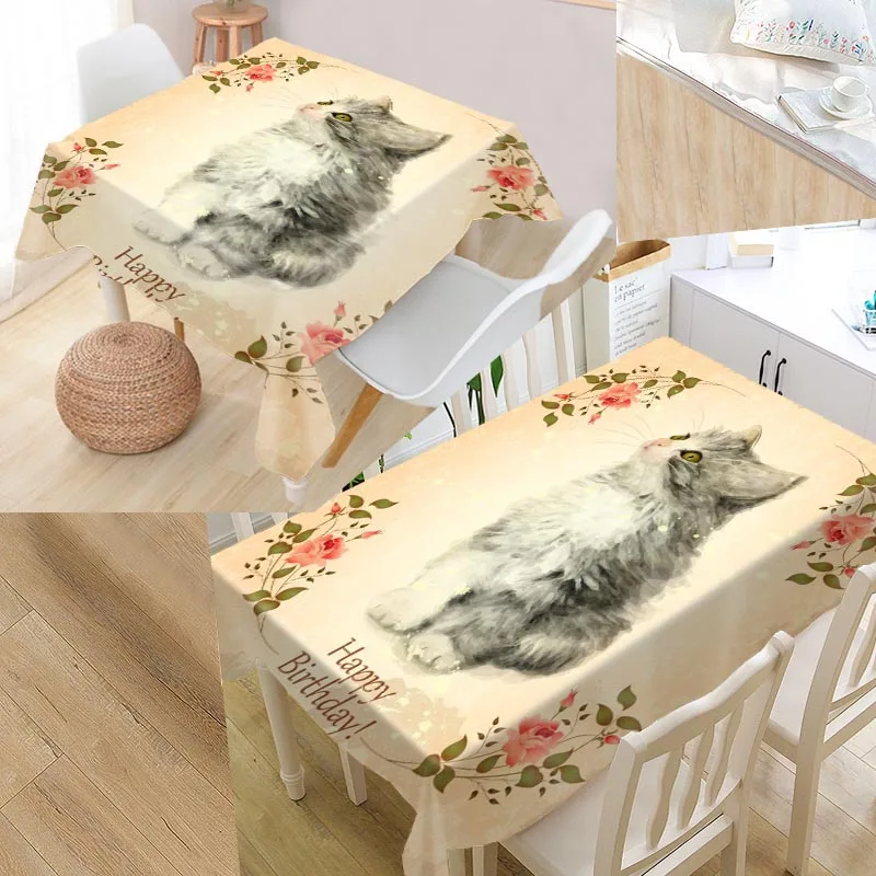 

Custom cat painting Modern Dustproof Tablecloth High Quality Print Tablecloth Everything for Home and Kitchen