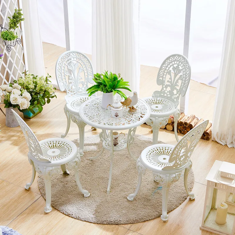 Cast Aluminum Outdoor Balcony Table And Chairs ,Combination Nordic Style Outdoor Terrace Garden Table And Chairs Set