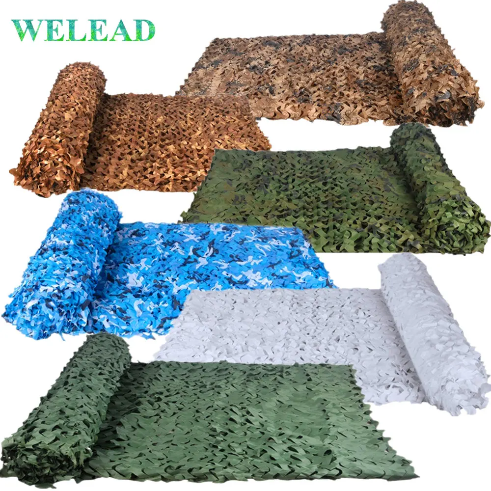 

Welead 5x5M Reinforced Camouflage Awning Hide Mesh Sun Shelter Net Desert White Black for Garden Decoration 5x5 5*10M