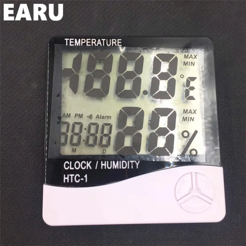 High accuracy LCD Digital Thermometer Hygrometer Weather Station  Indoor Electronic Temperature Humidity Meter Alarm Clock HTC-1