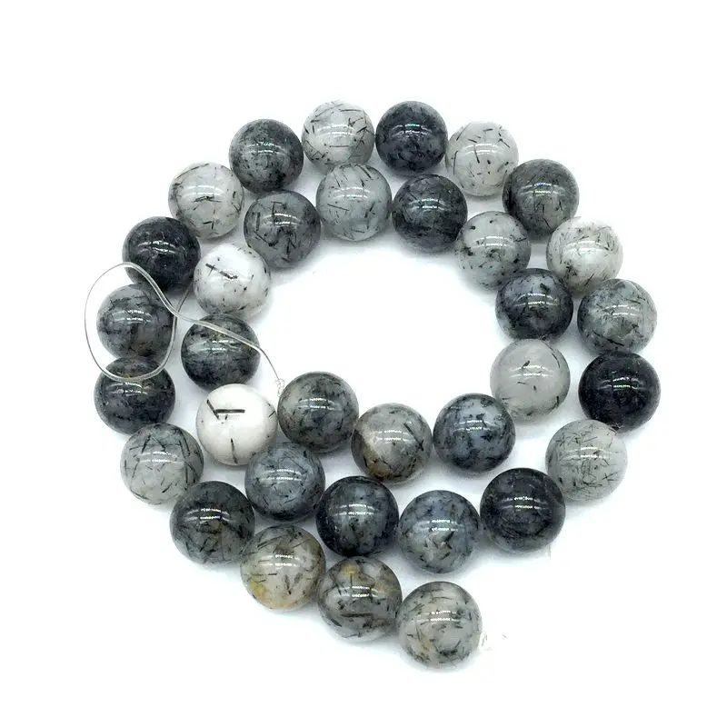 

Beadztalk Fashion Stone Bead 11 mm Round Black Hair Crystal Bead Good Quality DIY Jewelry Making For Bracelet Necklace