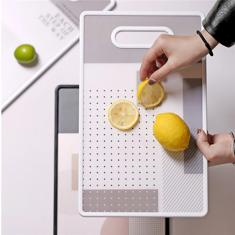 

Kitchen Chopping Blocks Plastic PP Wooden Cutting Board Rectangle Creative Geometric Hangable Board Durable Kitchen Accessories