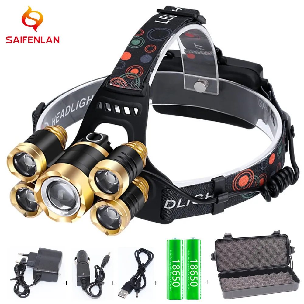 

Rechargeable Headlamp Flashlight High Power Bright T6 LED Head Lamp, 4 Modes Waterproof Zoomable Work Headlight Headlamps