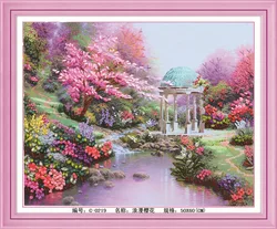 Needlework,DIY Ribbon Cross stitch Set for Embroidery kit,romantic flower tree creek scenic ribbon Cross-Stitch Paint wall decor