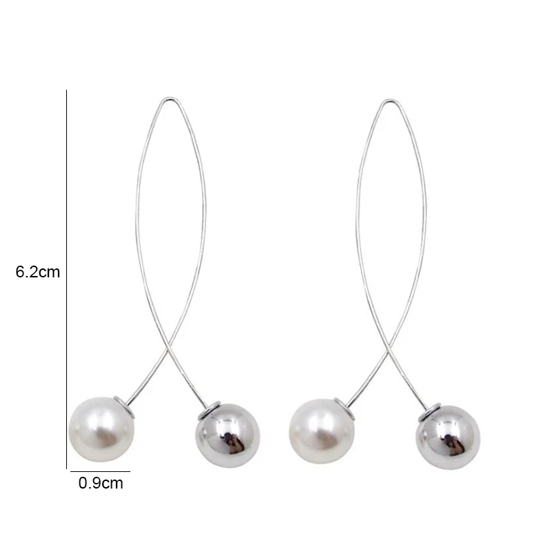 Fish Shaped Stud Earrings Metal Ball Simplicity Handmade Copper Wire Earring for Women Charm Pearl Geometric Accessories