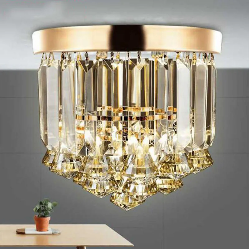 Crystal ceiling Lights Champagne OR Clear Stainless Steel Round Crystal ceiling Lights Design for the Hotel Lobby bar cafe shop