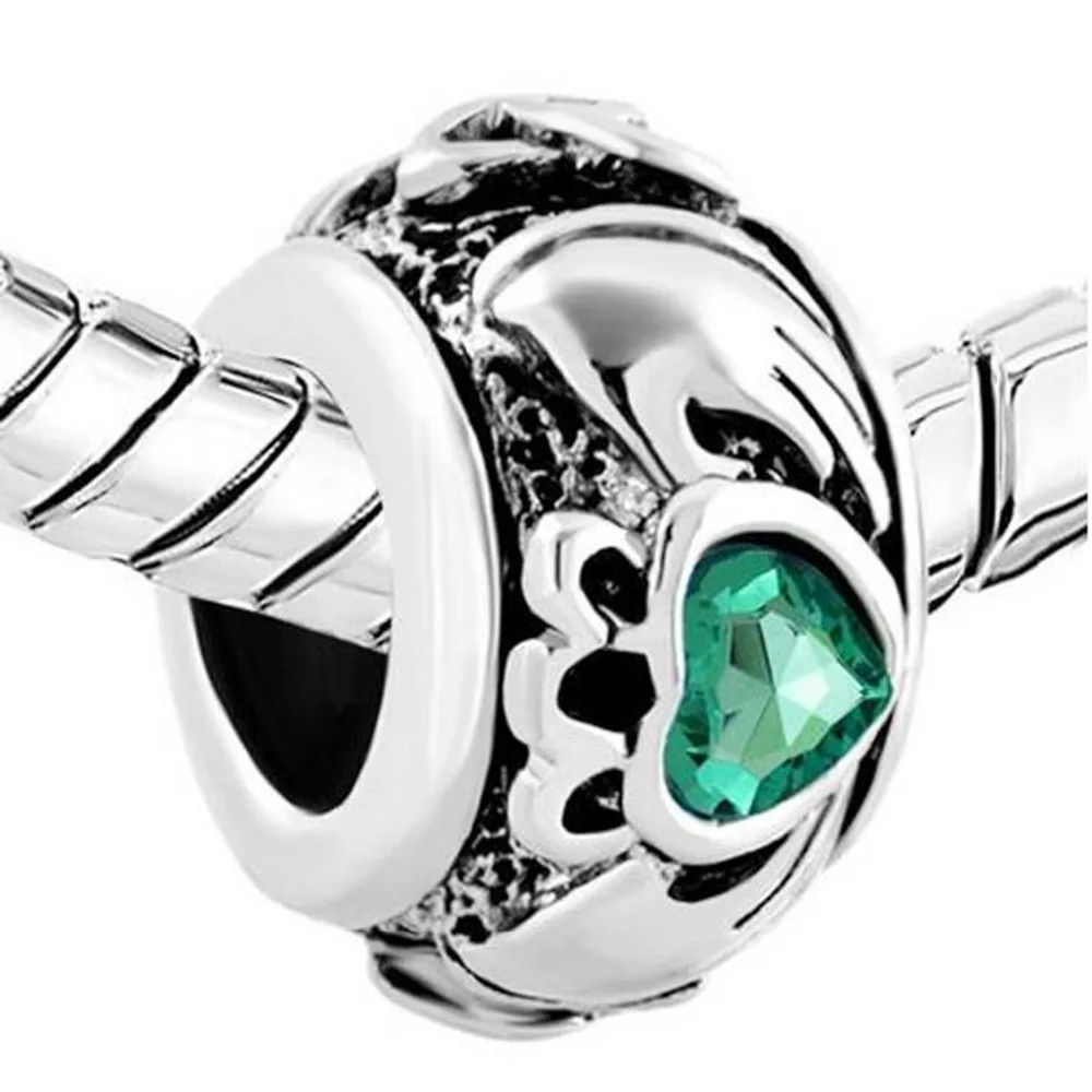 slide charm Free shipping Valentine's Day gift blue love fashion crown engraved charm beads fit Pandora bracelet