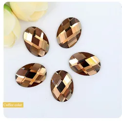 Free shipping!!!Brown color Oval glass flatback rhinestones 6*8,8x10*,10*14,13*18,18*25, DIY/nail art/garment accessories