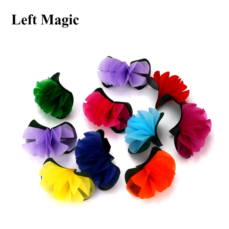 10pcs/Set Flower From Empty Hand Magic Trick ( Paper & Cloth ) Close Up Street Stage Magic Props Professional Magician Illusion