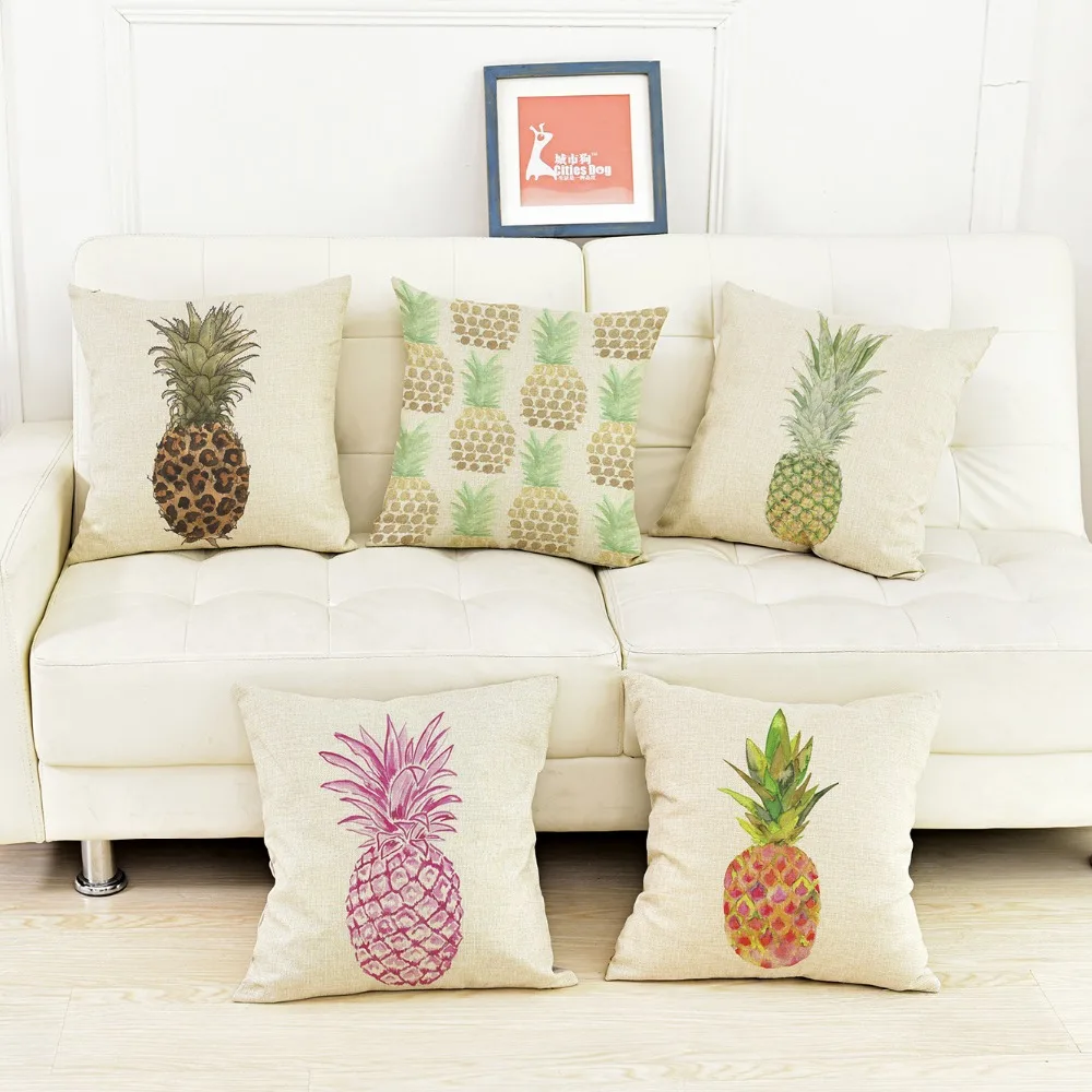 Pineapple Colorful Fruit Style Car Cushion Cover Southeast Asia Tropic Exotic Home Decoration Sofa Throw Pillows Case Kussenhoes