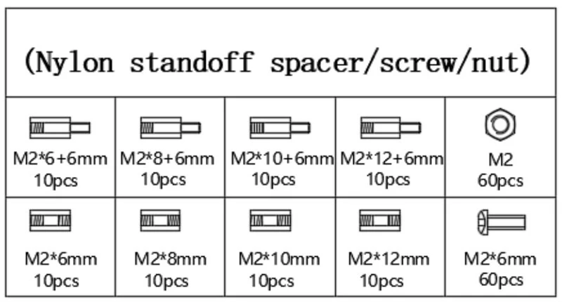 200pcs M2 M2.5 M3 Nylon Standoff Spacer Kits Hex Column Nuts Plastic spacing screws Assortment Mix Kit Threaded Pillar