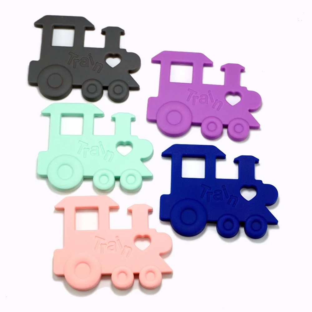 5pcs SUTOYUEN BPA Free DIY Silicone Train Teether Pendant Nursing Baby Shower Pacifier Dummy Teething Sensory Toy Acc