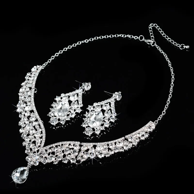 Earring and necklace sets shine AAA cubic zirconia & austrian crystal wedding jewelry sets for brides fashion elegant gift D022