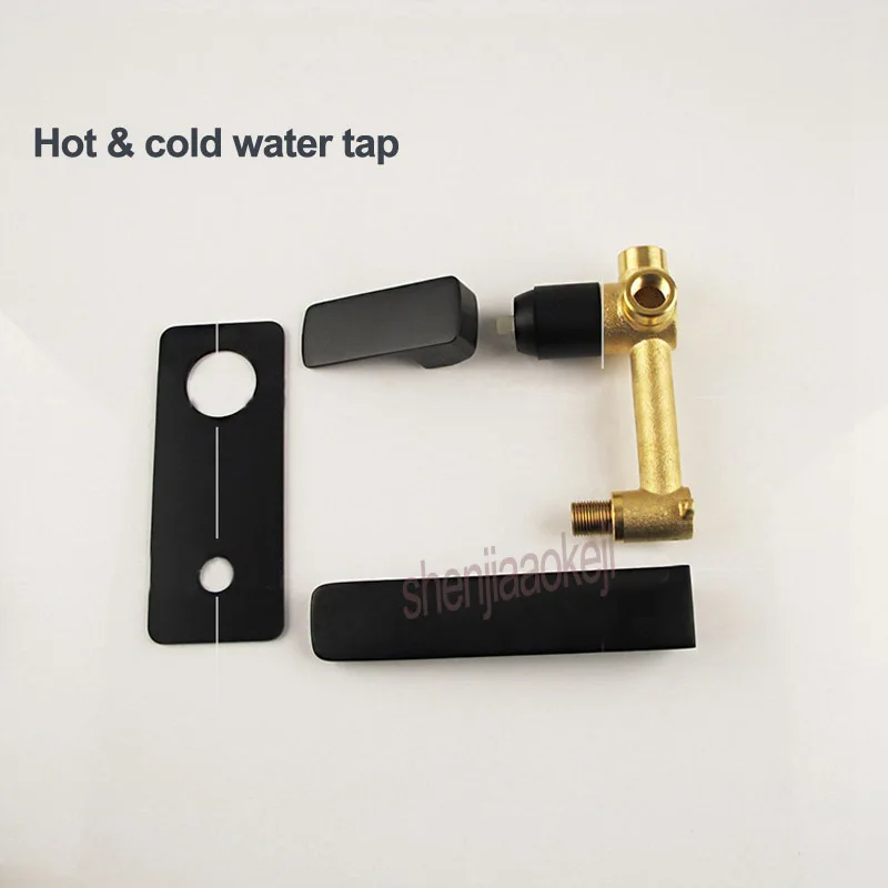 Grifo de lavabo montado en la pared de latón de estilo europeo, grifo mezclador de baño de un solo mango, grifo de agua fría y caliente, 1 ud.