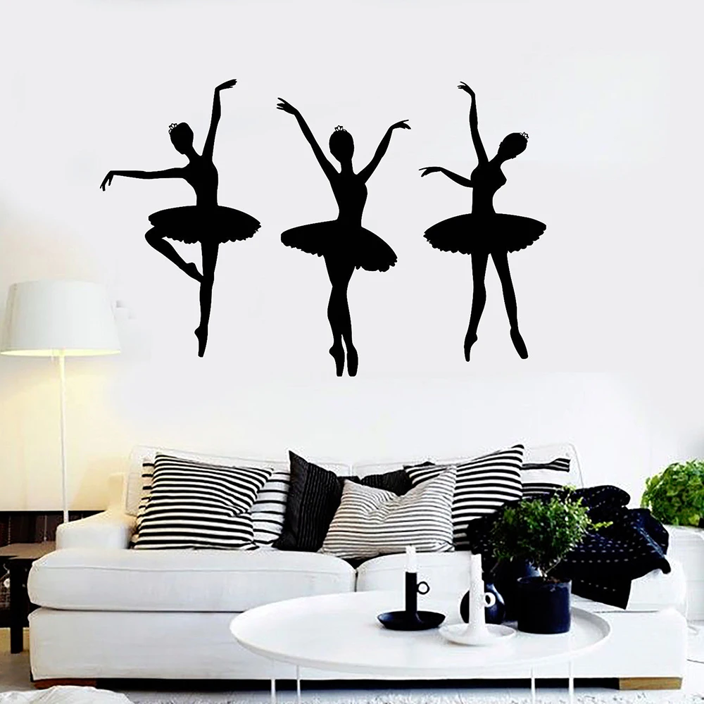 3PCS Ballerina ballerini ragazze Silhouette vinile adesivo Dance Room Decor adesivi per ragazze camera da letto decorazione D635