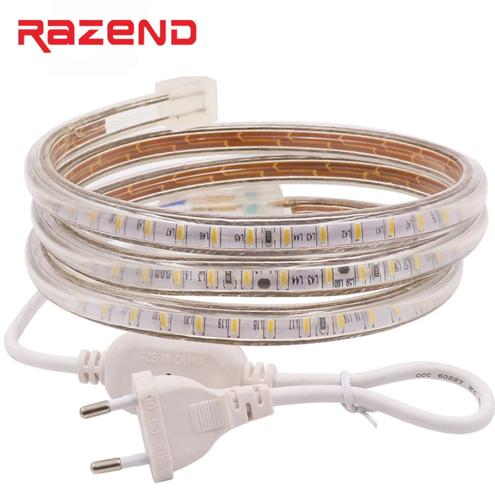 Imagem -01 - Smd 3014 2835 Luz de Tira Conduzida 220v 5050 60led 1m 5m 10m 15 20m 25m 50m 100m Plugue de Alimentação Impermeável Luzes Led Iluminação 120leds m smd 3014 2835 luz de tira conduzida 220v 5050 60led 1m 5m 10m 15 20m 25m 50m 100m plugue de alimentacao impermeavel luzes led iluminacao 120leds m 01