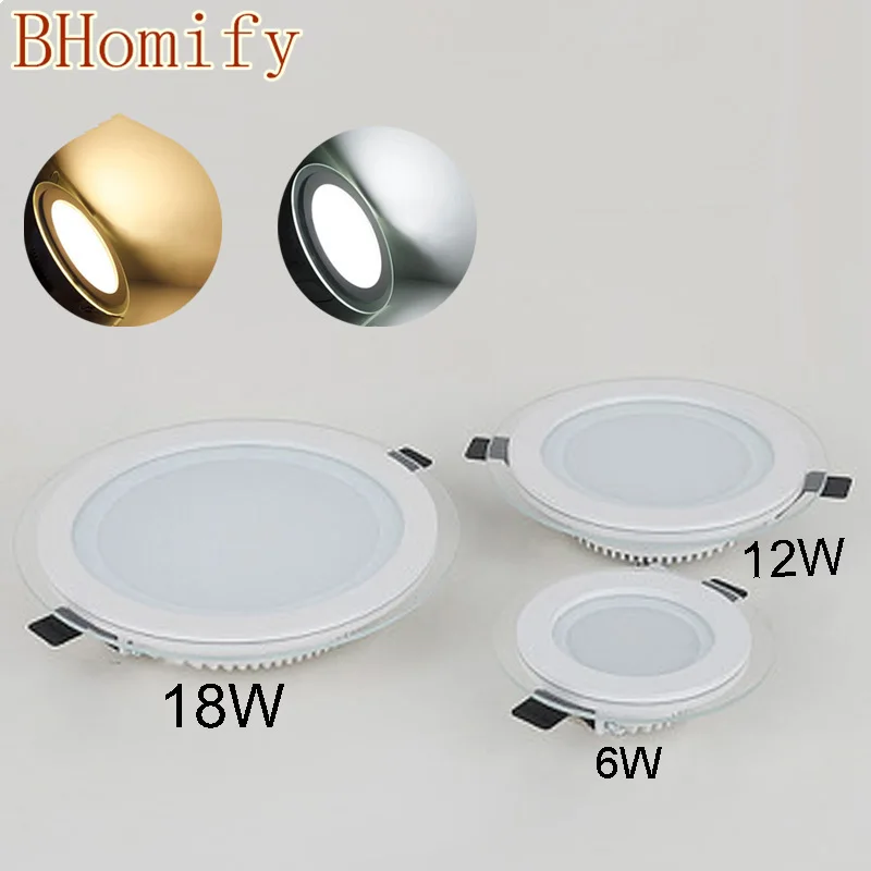 LED Panel Downlight Square/Round Glass Panel Lights 6W 12W 18W High Brightness Ceiling Recessed Lamps For Home SMD5630 AC85-265V