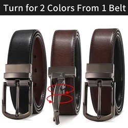 New Men Genuine Leather Belt 100cm 110cm 120cm 130cm 140cm 150cm Reversible Buckle Brown and Black Business Dress Belts for Men