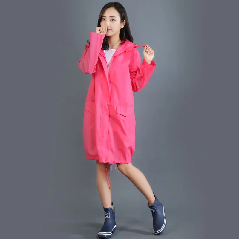 Polyester Raincoat Women Waterproof Lightweight Rain Coat Trench Ponchos Jacket Hooded Impermeable Mujer Capa De Chuva