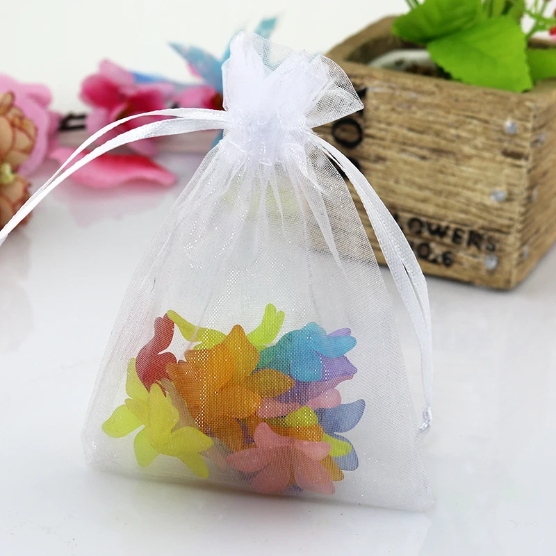 

Hot Sale 500pcs/lot White Organza Bag 13x18cm Wedding Favors Candy Gift Jewelry Packaging Bags Cute Drawstring Gift Bag Pouches