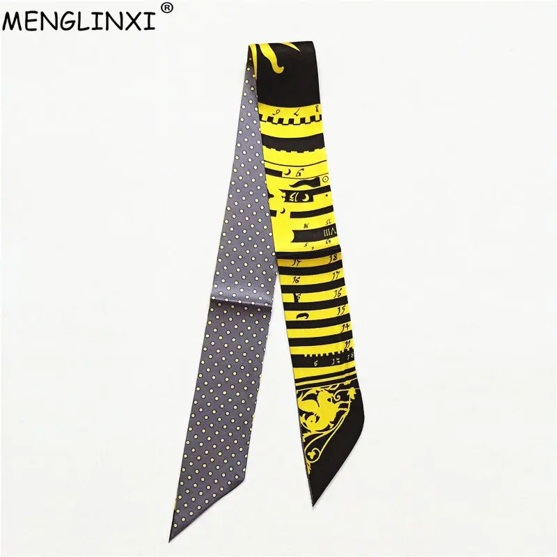 

2023 Bohemian Stripe Brand Silk Scarf Women Hair Scarf Fashion Neckerchief Skinny Scarves For Ladies Bag Ribbons Women Tie