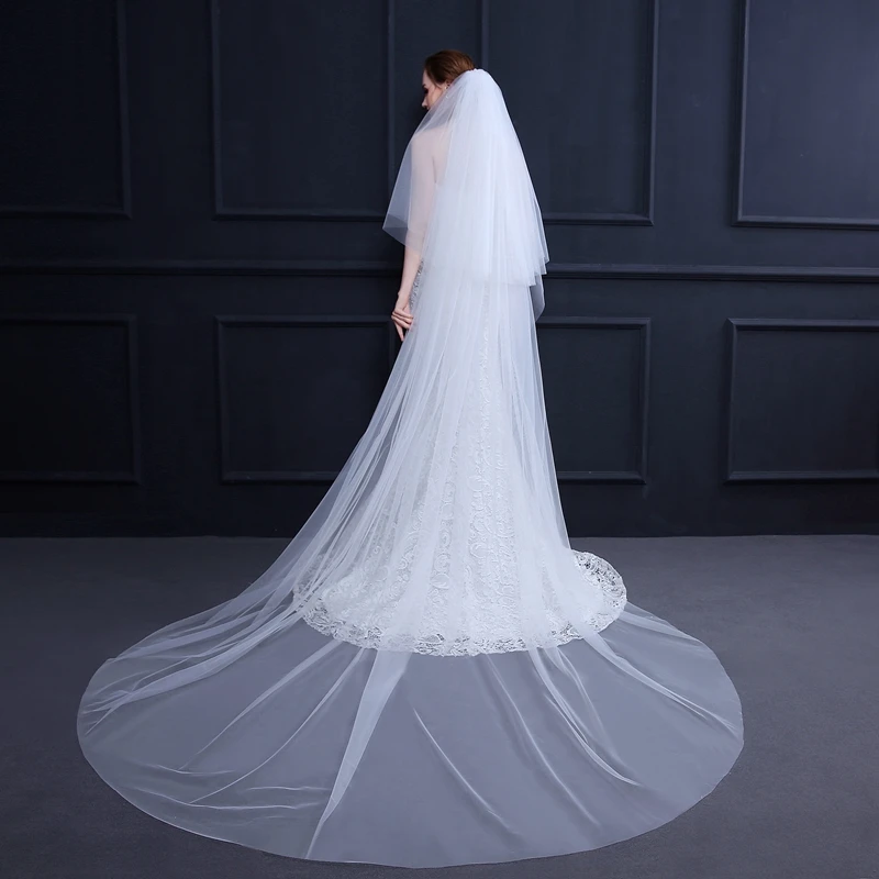 New Arrival White Ivory Bride Veils Long Bridal veil wedding veil Veu de noiva welon Velo voile mariage wedding accessories