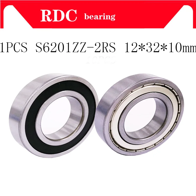 Free Shipping S6201ZZ SS6201ZZ SB6201ZZ S6201 2RS  6201 12x32x10mm stainless steel High quality deep groove ball bearing