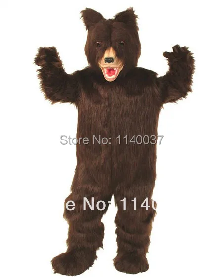 

mascot Long Fur Dark Brown Grizzly Bear Mascot Costume Adult Size Mascotte Outfit Suit Party Carnival Fancy Dress FREE SHI